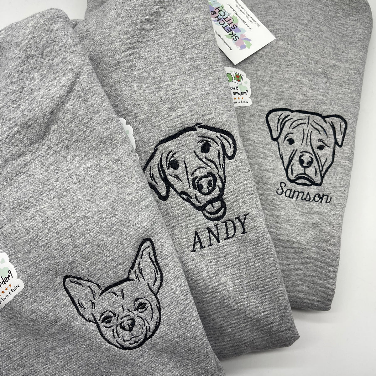 Adult hoodie personalised pet portrait outline - left chest