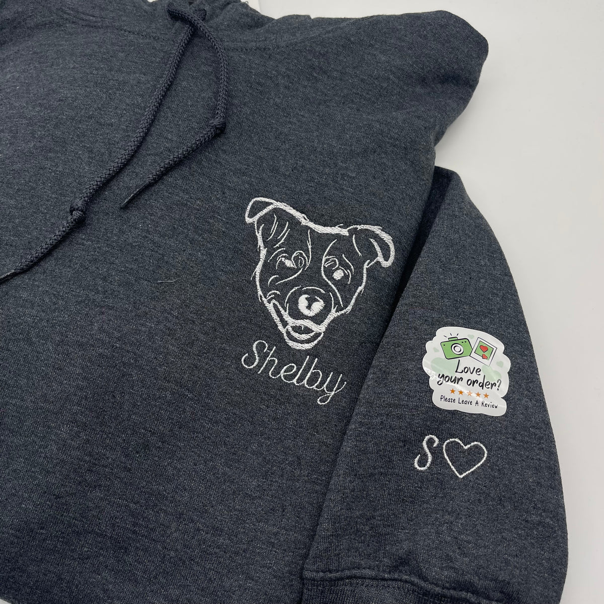 Adult hoodie personalised pet portrait outline - left chest