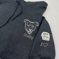 Adult hoodie personalised pet portrait outline - left chest