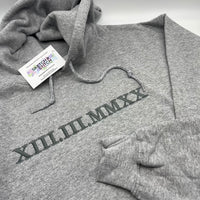 Adult hoodie personalised roman numerals