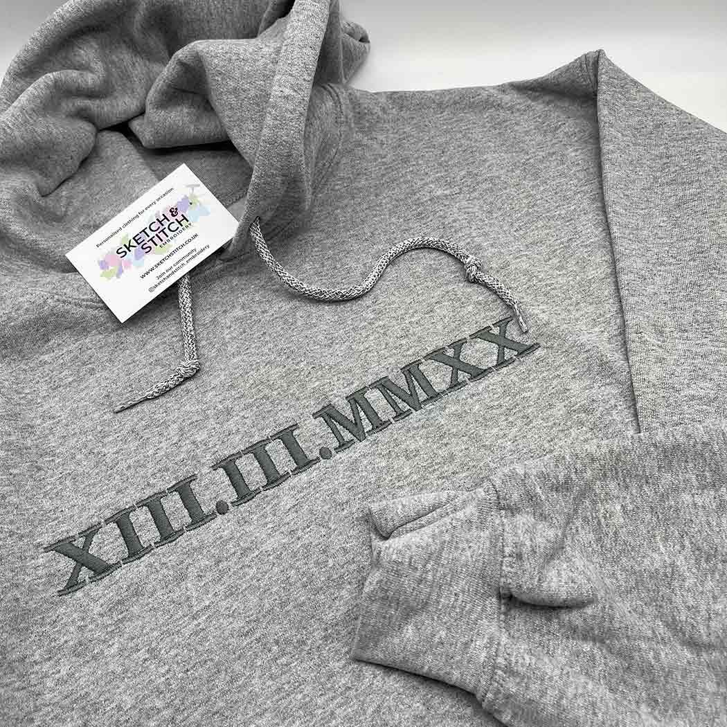 Adult hoodie personalised roman numerals