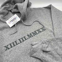 Adult hoodie personalised roman numerals