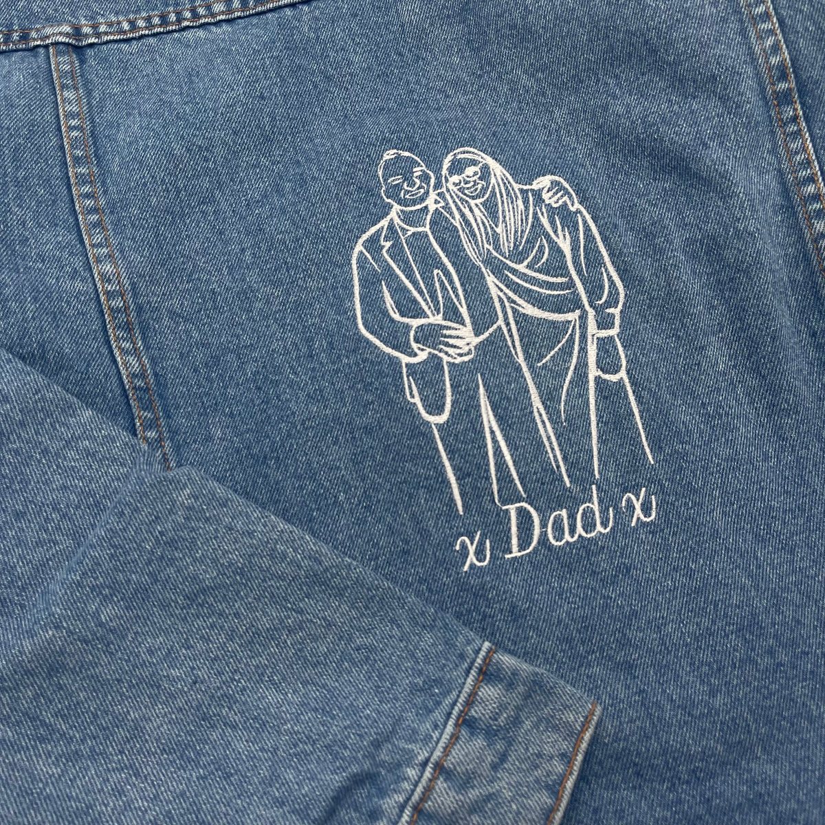Women's denim jacket personalised photo outline