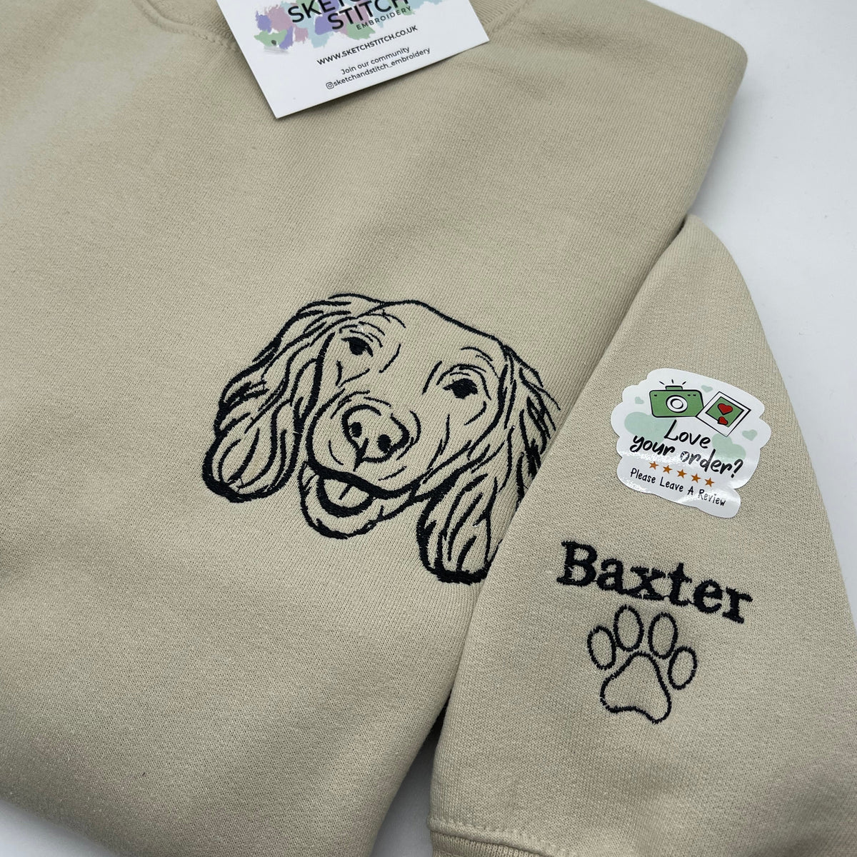 Adult sweatshirt personalised pet portrait outline - left chest