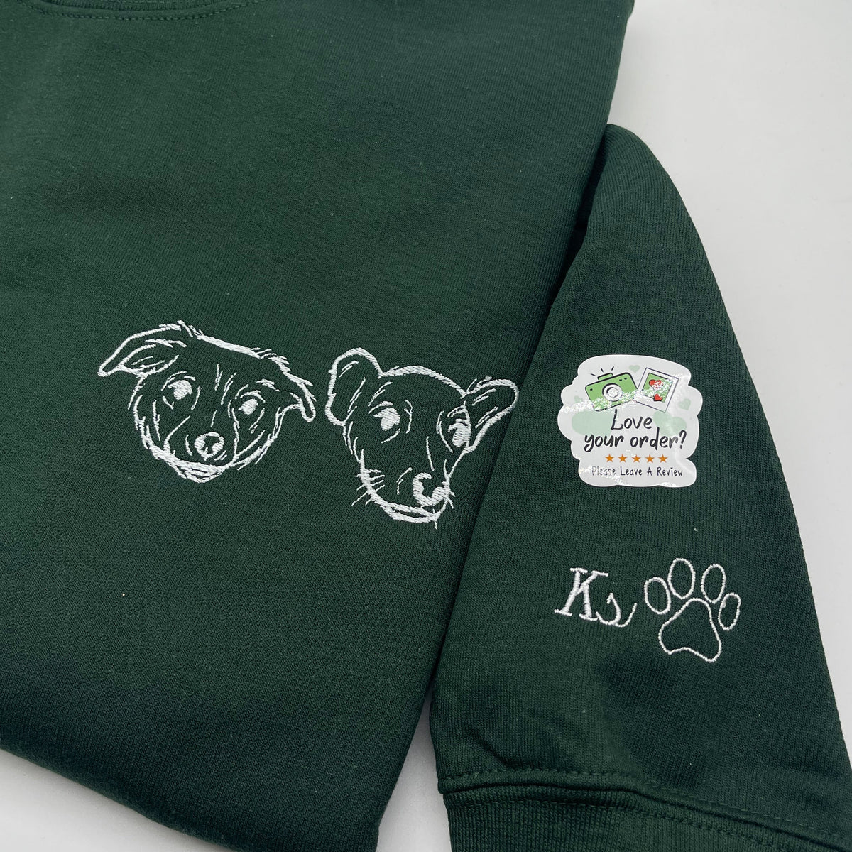 Adult sweatshirt personalised pet portrait outline - left chest