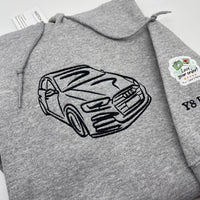 Adult hoodie personalised car and motorbike photo outline