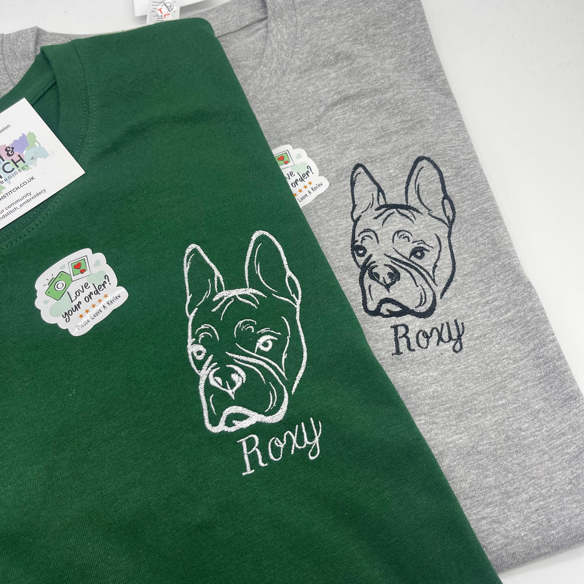 Adult t-shirt personalised pet portrait outline - left chest