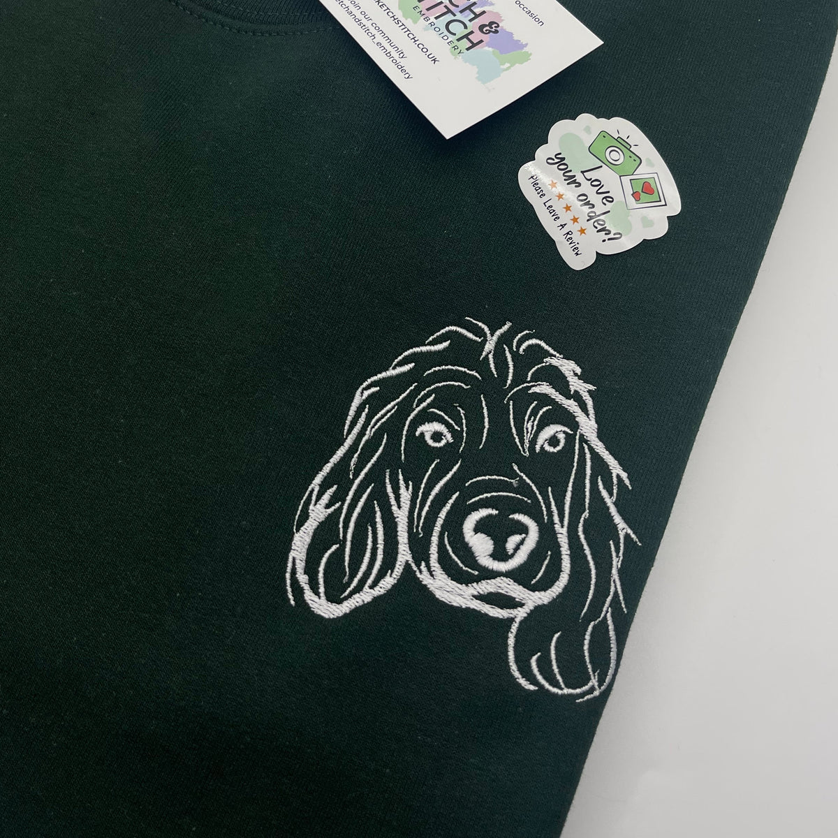 Adult sweatshirt personalised pet portrait outline - left chest