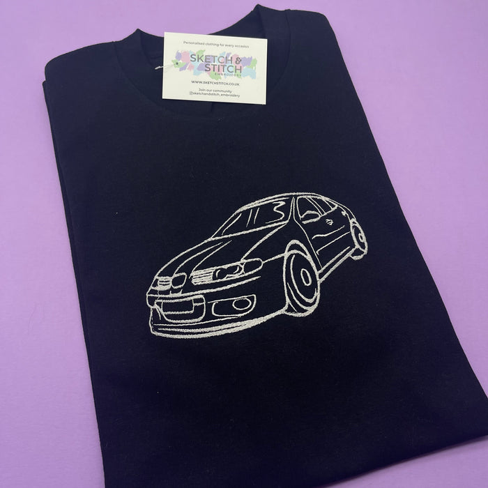 Adult t-shirt personalised car photo outline