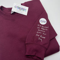 Adult sweatshirt personalised handwriting message