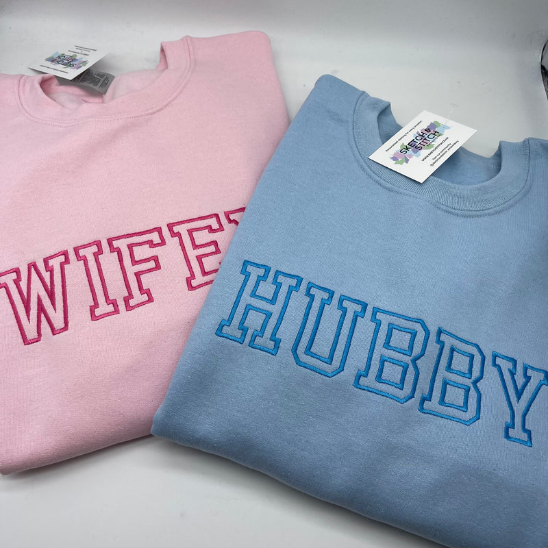 Hubby and Wifey matching adult sweatshirts