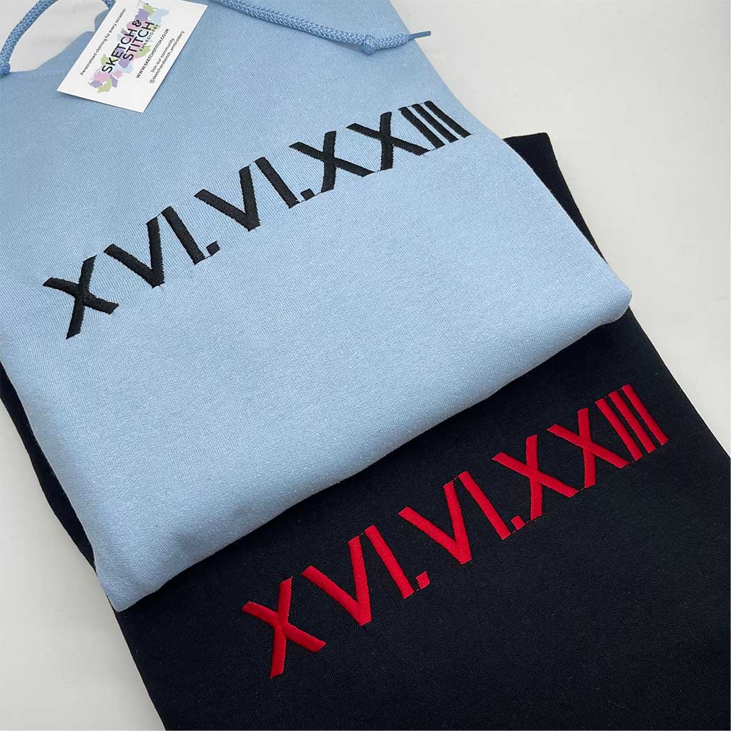 Adult hoodie personalised roman numerals