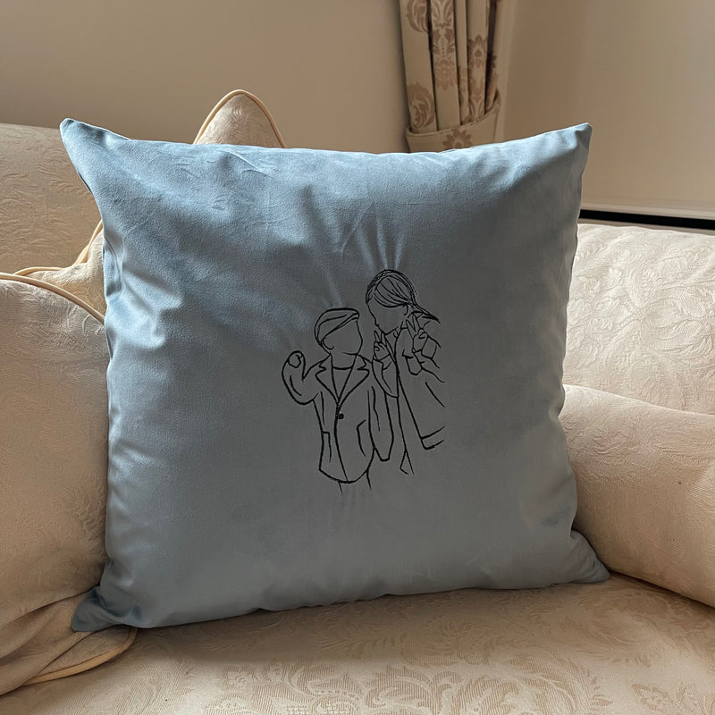 Personalised photo outline cushion