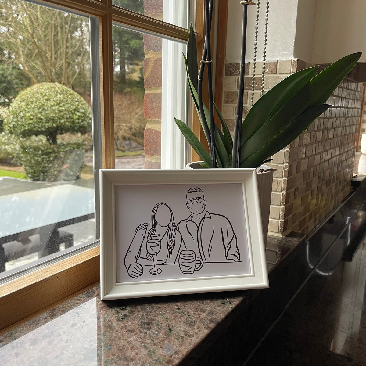 Personalised photo outline framed illustration