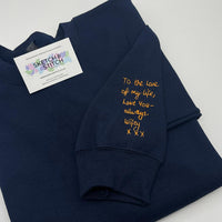Adult sweatshirt personalised handwriting message - Sketch & Stitch