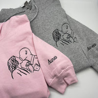 Adult hoodie personalised portrait outline - left chest