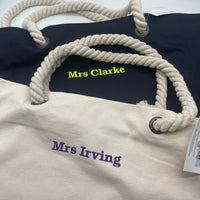 Beach bag personalised text