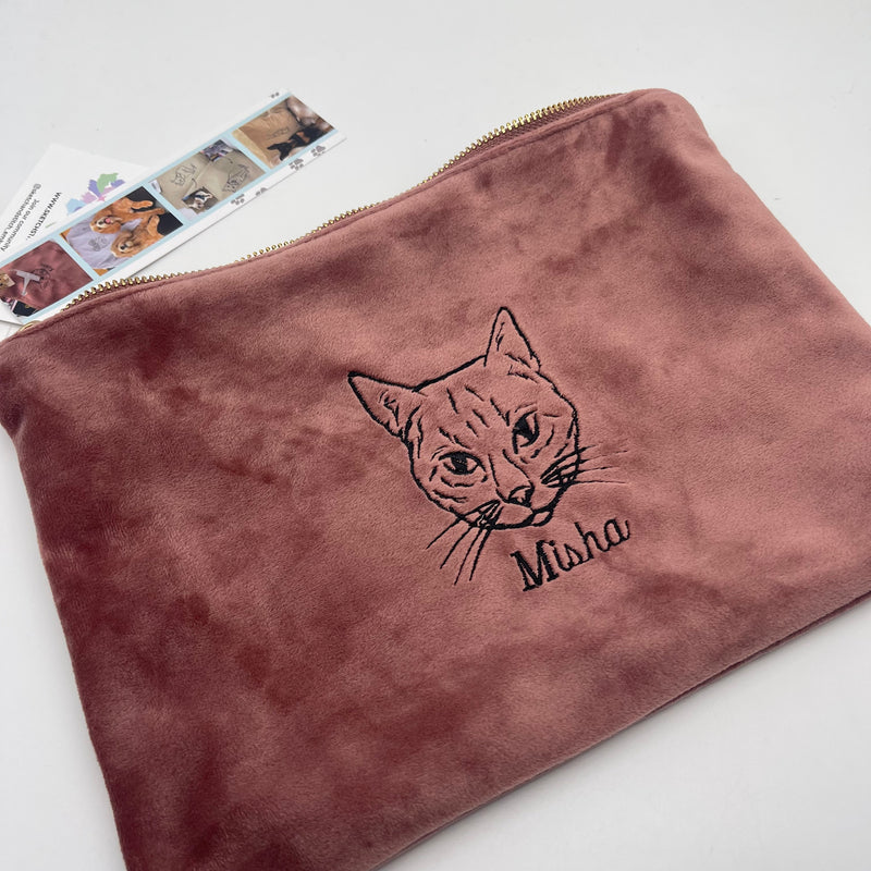 Pet portrait velvet accessory pouch