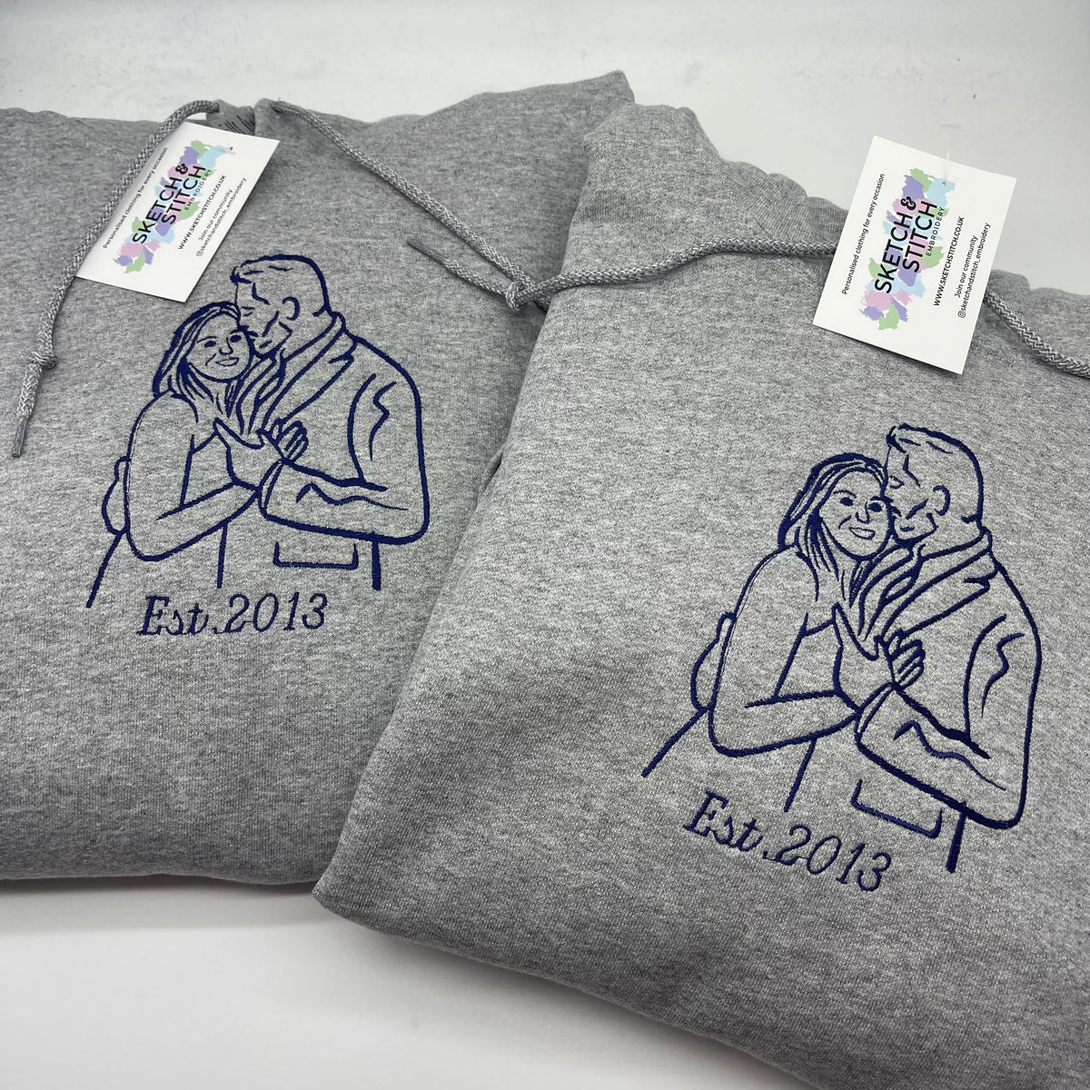 SPECIAL OFFER - Two Adult hoodies personalised photo outlines