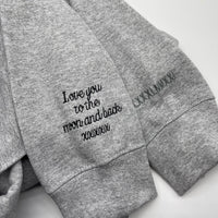 Adult sweatshirt personalised sleeve text