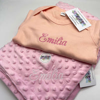 Baby gift set personalised baby blanket and romper