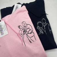 Adult hoodie personalised portrait outline - left chest