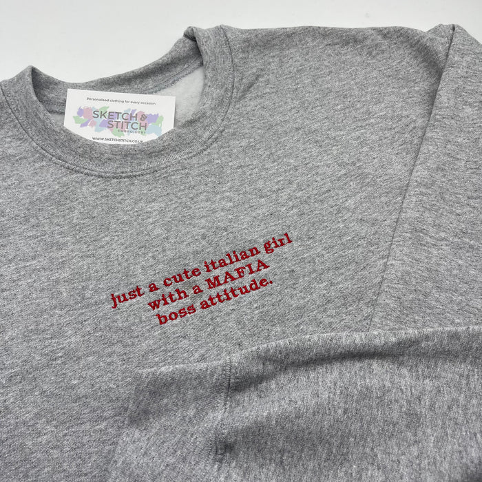 Adult sweatshirt personalised mini slogan