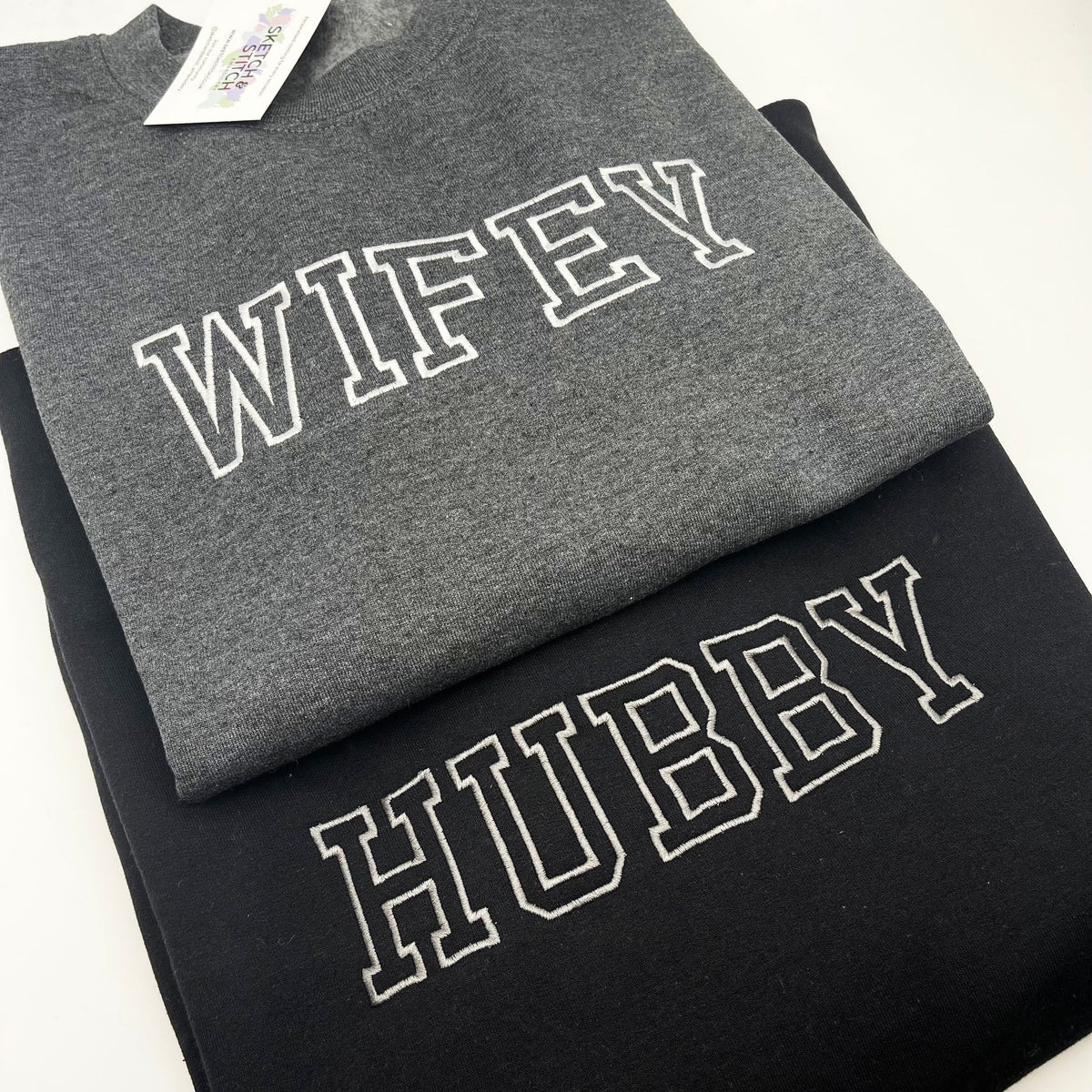 Hubby and Wifey matching adult sweatshirts