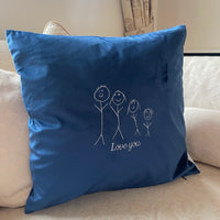 Personalised kids drawing art outline cushion
