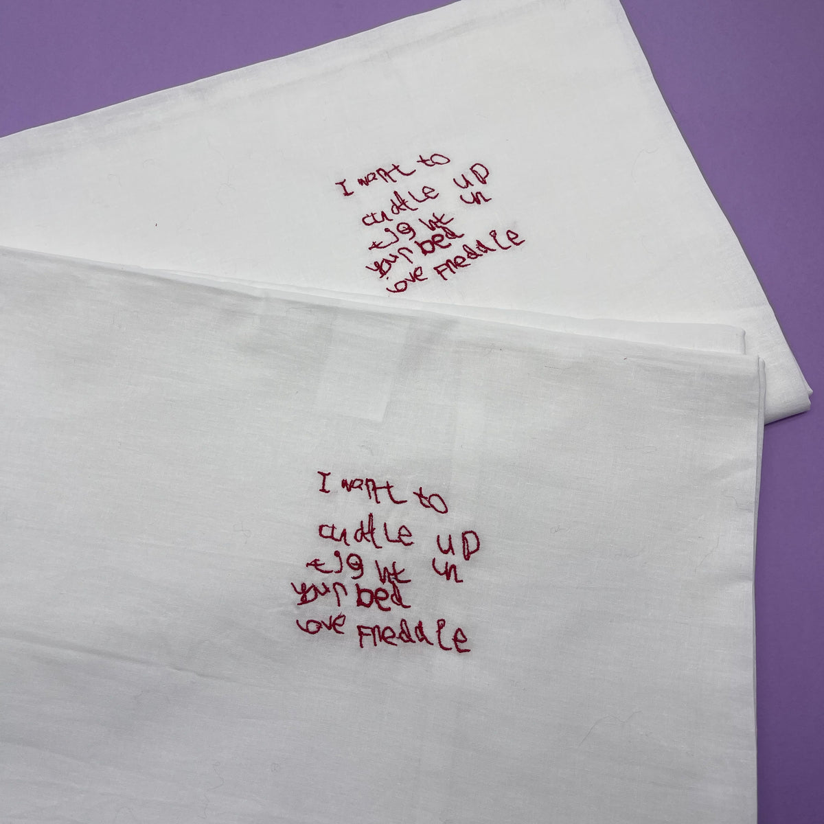 Personalised handwriting message pillowcase set of two