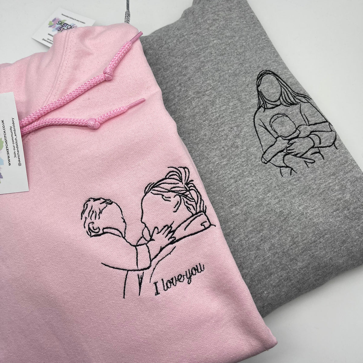Mum and baby Personalised Portrait Sweatshirt. The ultimate customised gifts for birthday, personalised gifts for boyfriend and anniversary gifts.