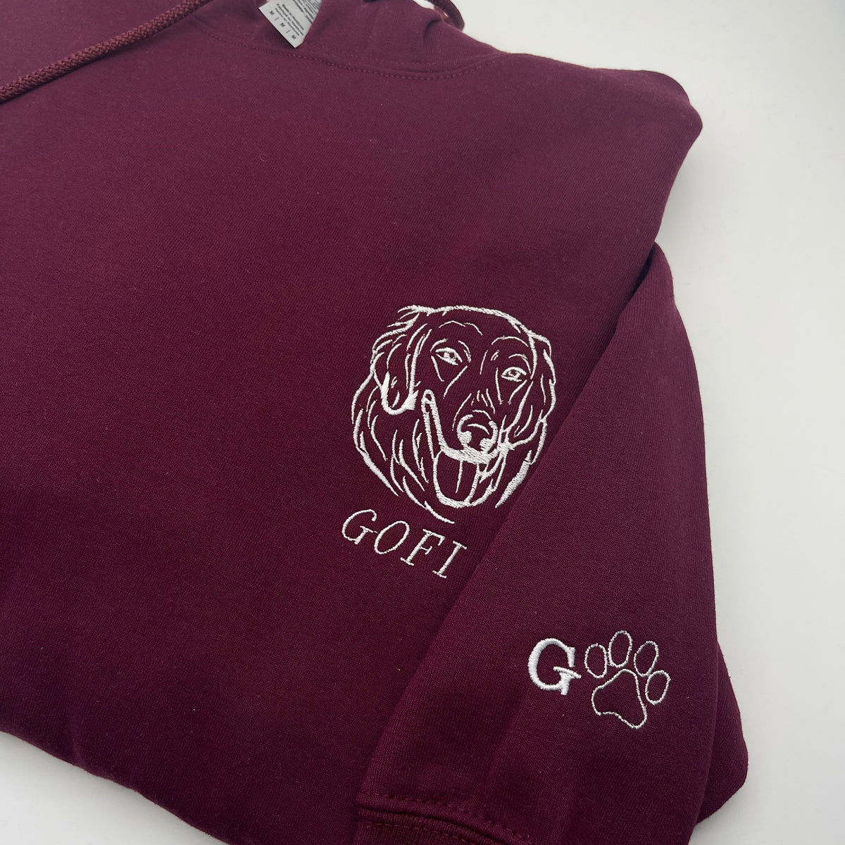 Adult hoodie personalised pet portrait outline - left chest