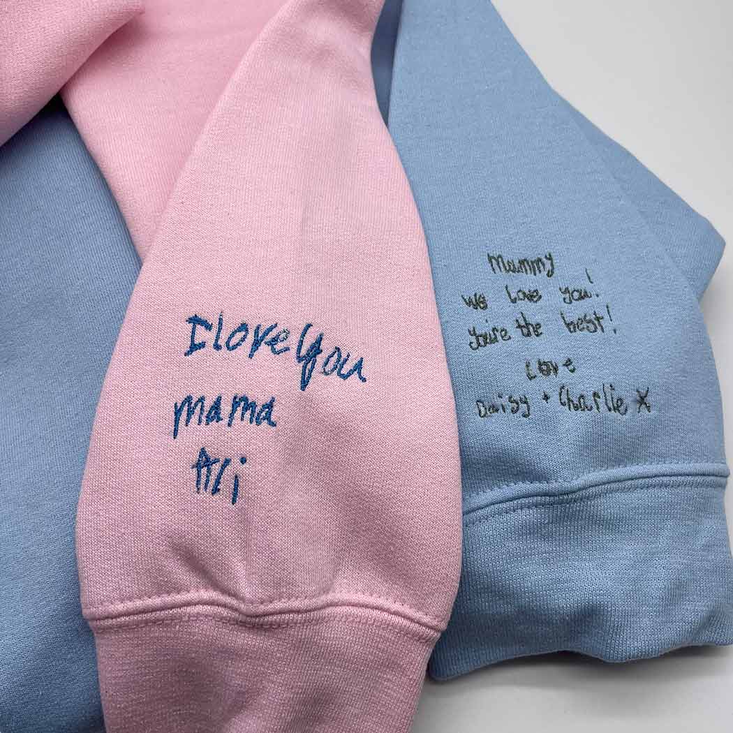 Adult sweatshirt personalised handwriting message - Sketch & Stitch