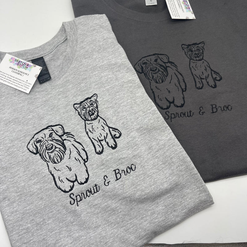 Adult t-shirt personalised pet outline