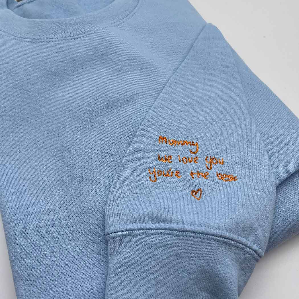 Adult sweatshirt personalised handwriting message - Sketch & Stitch
