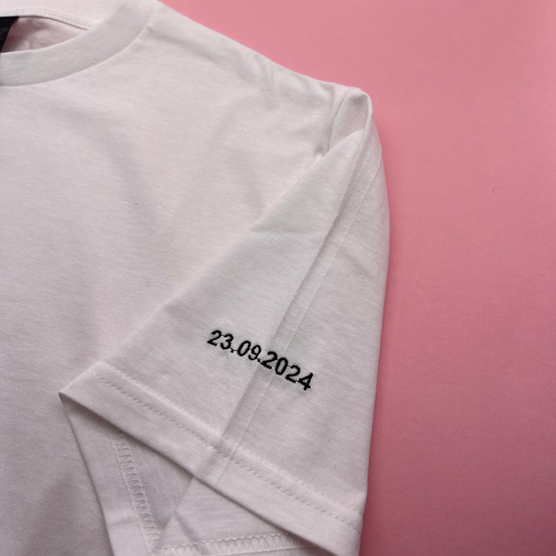Adult t-shirt personalised sleeve text