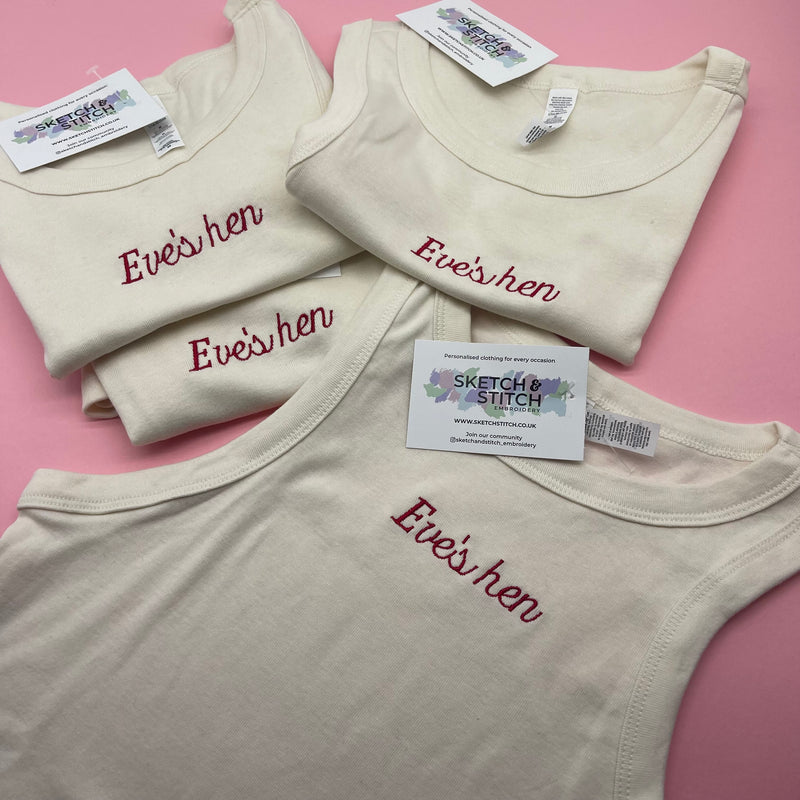 Women's racer tank top with personalised text