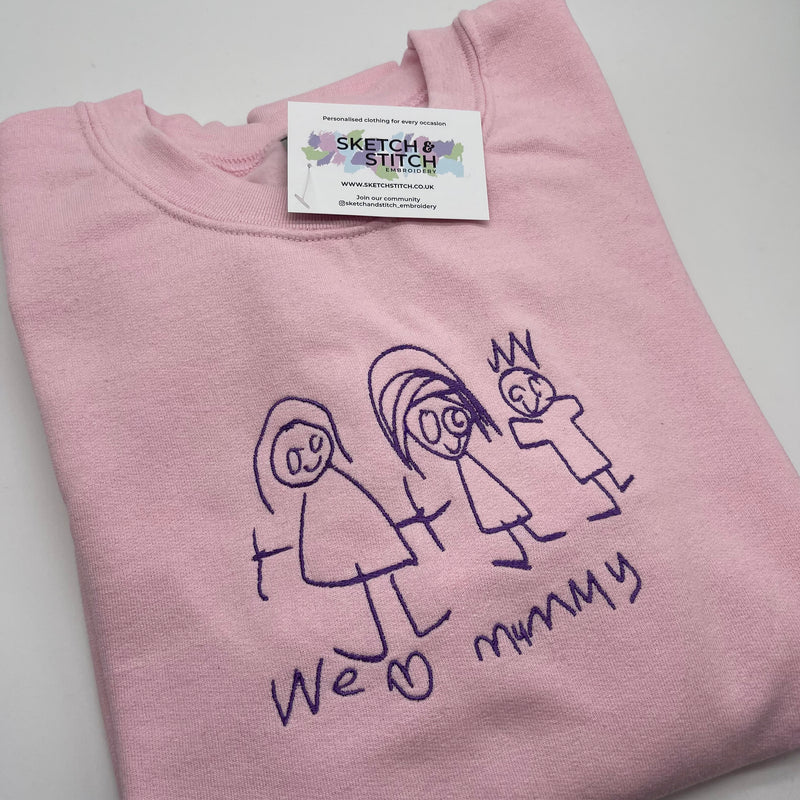 Adult sweatshirt personalised kids drawing