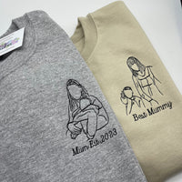 Father's Day Men's sweatshirt personalised portrait outline- left chest