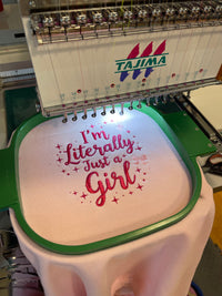 Adult sweatshirt just a girl slogan