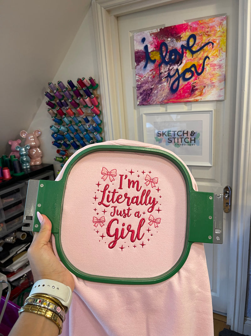 Adult sweatshirt just a girl slogan