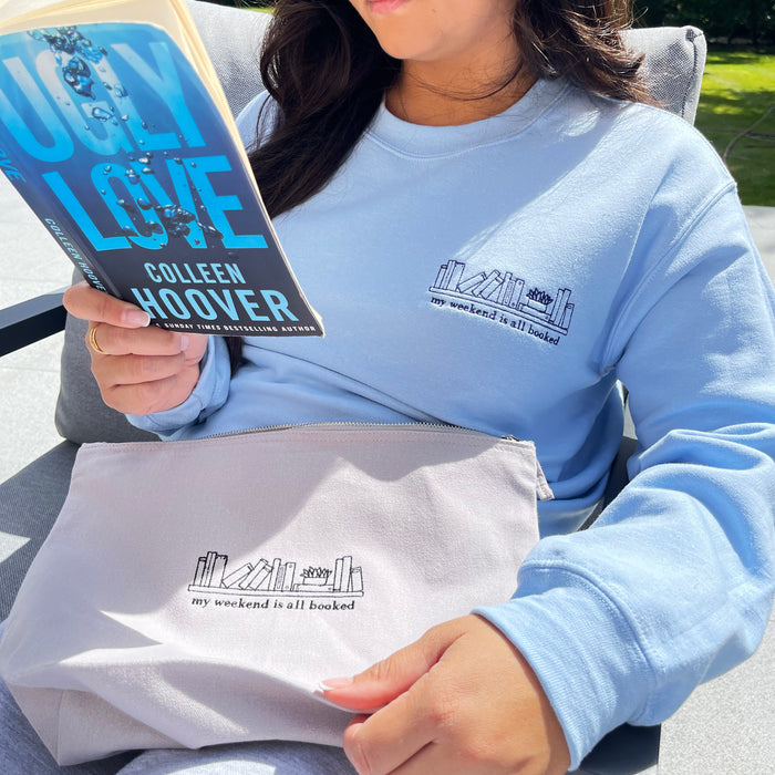 Adult sweatshirt all booked slogan- left chest
