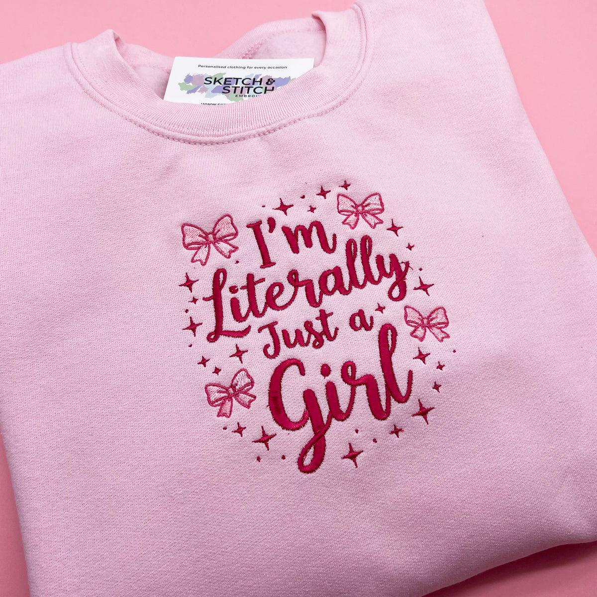 Adult sweatshirt just a girl slogan
