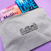 Large accessory bag all booked slogan