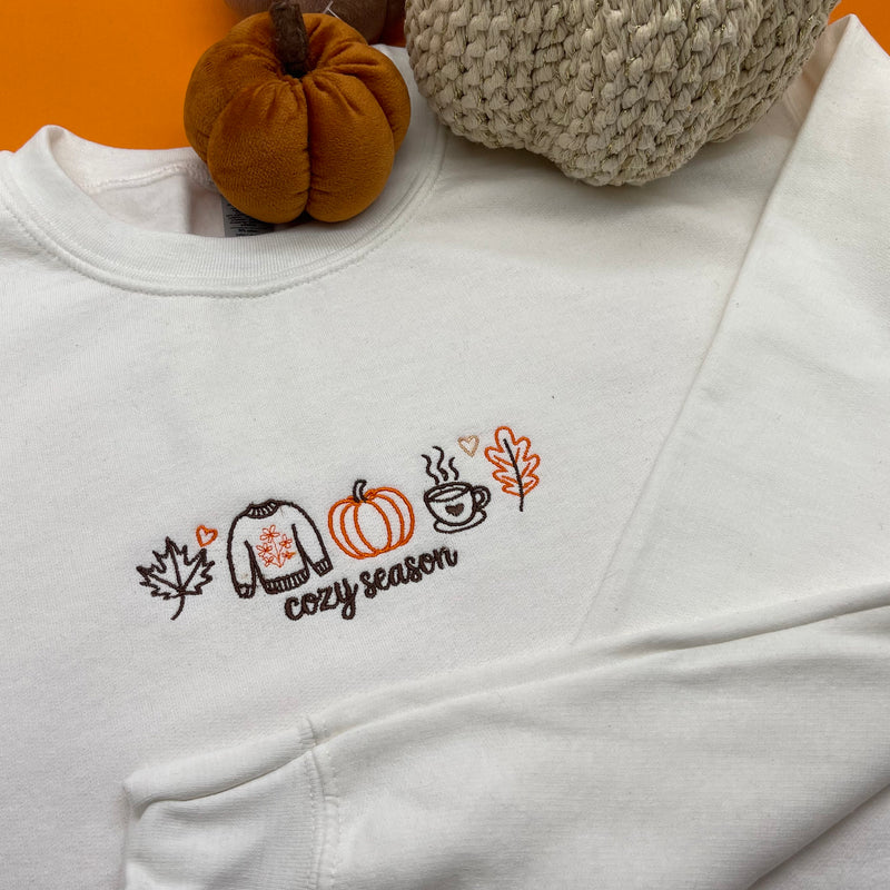 Adult sweatshirt cozy season slogan