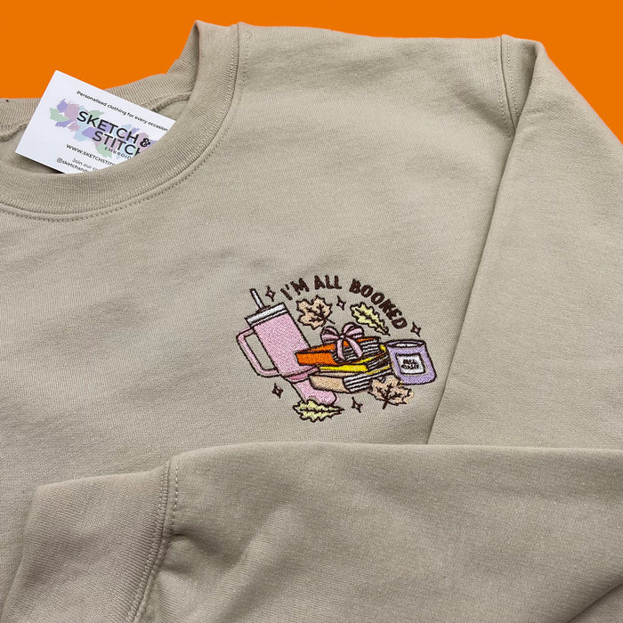 Adult sweatshirt autumn all booked slogan