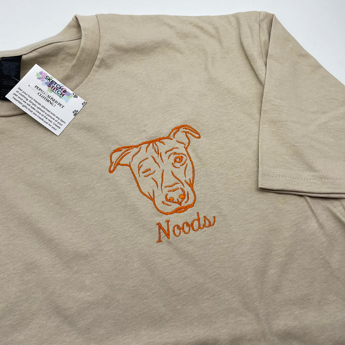 Adult t-shirt personalised pet portrait outline - left chest