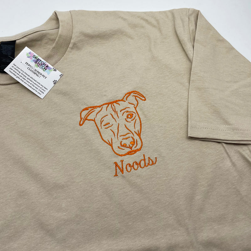 Adult t-shirt personalised pet portrait outline - left chest
