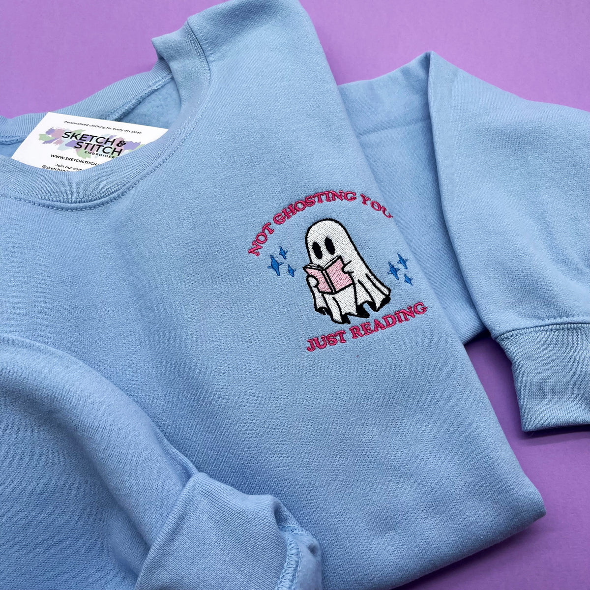 Adult sweatshirt ghosting slogan- left chest
