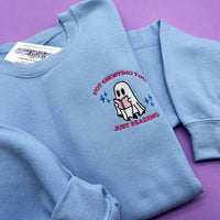 Adult sweatshirt ghosting slogan- left chest